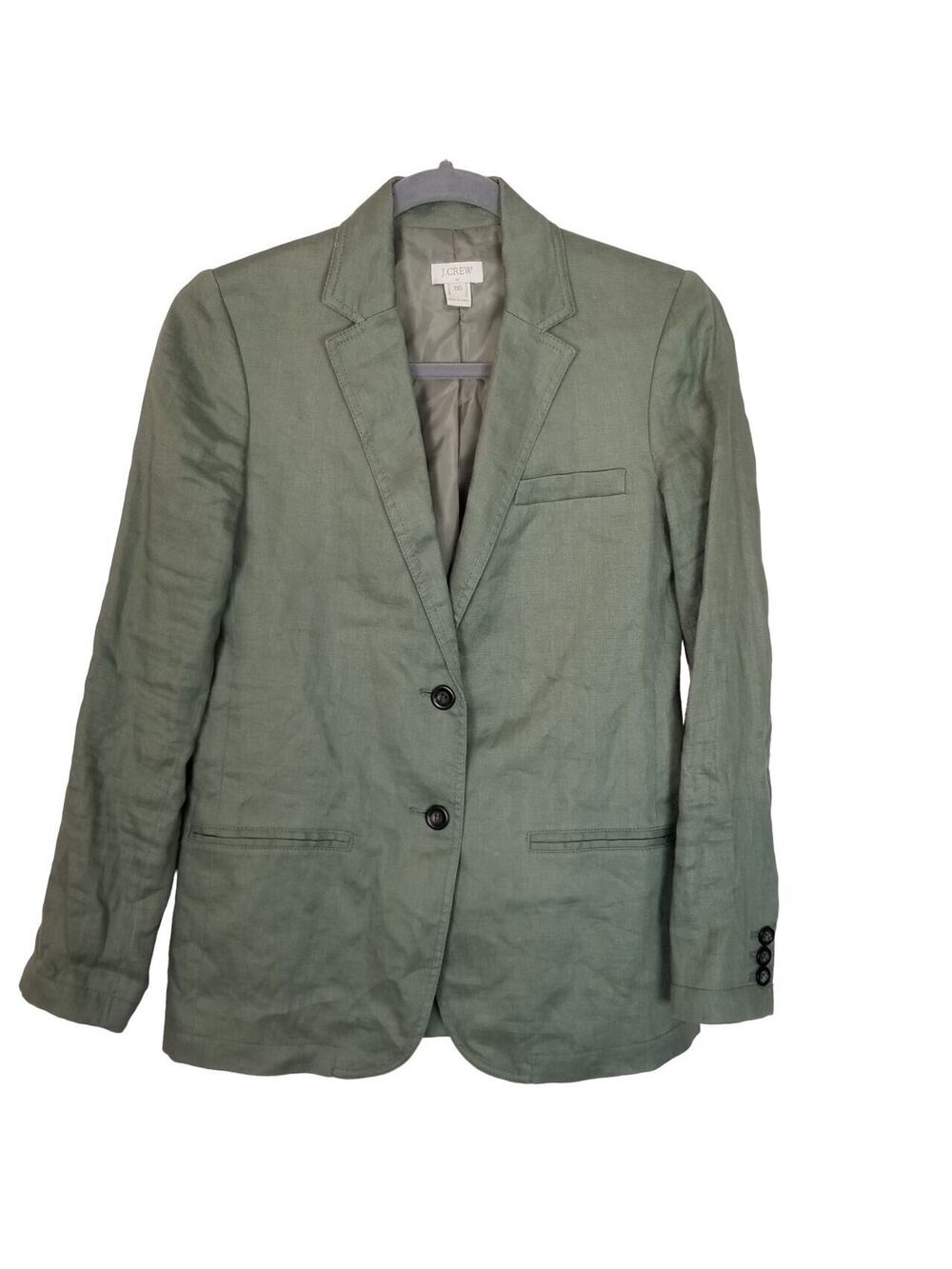 J. Crew Womens Linen Blazer Size 00 Career Corp Office Siren Corporate Chic